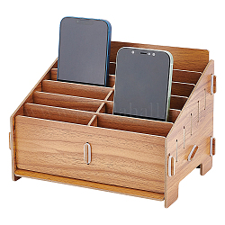 Handy-Aufbewahrungsbox aus Holz mit 12 Gitter, handyhalter, Desktop-Organizer-Aufbewahrungsbox für das Klassenzimmer, rauchig, fertiges Produkt: 22x15.5x15.5cm