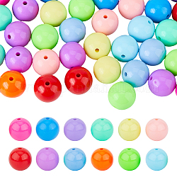 Dicosmétique 120pcs 12 couleurs perles acryliques opaques, ronde, couleur mixte, 20x19mm, Trou: 3mm, à propos 10pcs / couleur