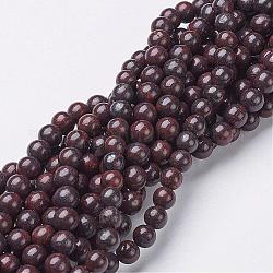 Edelstein Perlen Stränge, Brekzien Jaspis, Runde, ca. 6 mm Durchmesser, Bohrung: ca. 0.8 mm, 15~16 Zoll