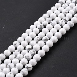 Chapelets de perle en howlite synthétiques, ronde, 6mm, Trou: 1.2mm, Environ 64 pcs/chapelet, 14.96'' (38 cm)