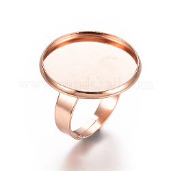 Регулируемые 201 элементы из нержавеющей стали, латунная фурнитура платформы для кольца, плоско-круглые, розовое золото , лоток : 20 мм, 18 мм
