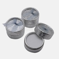 Round Valentines Day Girlfriend Presents Packages Cardboard Ring Boxes, Silver, 55x32~35mm