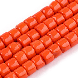Chapelets de perles en verre opaques solides, colonne, rouge-orange, 5~5.5x4~4.5mm, Trou: 1.4mm, Environ 95~99 pcs/chapelet, 15.28 pouce ~ 39.3 pouces (38.8~39.3 cm)