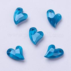 Colgantes de acrílico, abalorios de imitación, corazón, facetados, azul dodger, 11x9x4mm, agujero: 0.5 mm