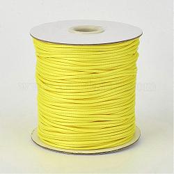 Eco-Friendly Korean Waxed Polyester Cord, Yellow, 3mm, about 41.01~41.56 Yards(37.5~38m)/Roll