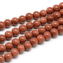 Chapelets de perle en goldstone synthétique, ronde, 6mm, Trou: 1mm, Environ 57 pcs/chapelet, 14.17 pouce (36 cm)
