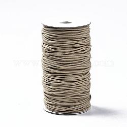 Runde elastische Schnur, mit Faser außen und innen Gummi, Bräune, 2 mm, ca. 76.55 Yard (70m)/Rolle