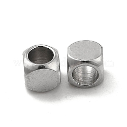201 cubo di perline in acciaio inossidabile, colore acciaio inossidabile, 3x3x3mm, Foro: 2 mm