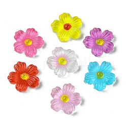 Translucent Resin Cabochons, Flower, Mixed Color, 9~9.5x2.2mm