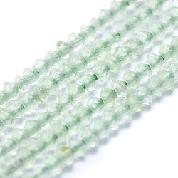 Chapelets de perles en préhnite naturelle, Toupie, facette, 2x0.8mm, Trou: 0.5mm, Environ 310~320 pcs/chapelet, 15.35 pouce (39 cm)
