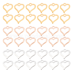 DICOSMETIC 60Pcs 3 Colors Heart Shaped Open Bezels Pendant Gold/Rose Gold/Silver Color Hollow Frame Charms for DIY Bracelet Earring Necklace Jewellry Making, Hole: 1.6mm