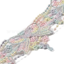 Ruban de dentelle en polyester avec nœud papillon couleur arc-en-ciel, 15 mètre, bordure en dentelle à nœud plat, pour accessoires de vêtement, colorées, 1-3/8 pouce (36 mm)