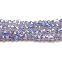 Baking Painted Transparent Glass Beads Strands, Imitation Opalite, AB Color, Faceted, Bicone, Lilac, 3x2.5mm, Hole: 0.8mm, about 168~172pcs/strand, 16.30~17.01 inch(41.4~43.2cm)