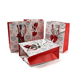 4 bolsas de regalo de papel de amor para el día de San Valentín de colores., bolsas de compras rectangulares, bolsas de regalo de boda con asas, color mezclado, copa, desplegar: 23x18x10.3cm, doblez: 23.3x18x0.4cm