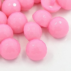 Acryl Schaft Ösenknöpfe, Kunststoff-Tasten, 1-Loch, gefärbt, facettiert, halbrund / Dome, rosa, 11x6 mm, Bohrung: 3 mm