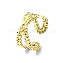Chapado iónico (ip) 304 anillo de puño abierto de acero inoxidable, anillo de dedo cruzado, real 18k chapado en oro, diámetro interior: 18 mm