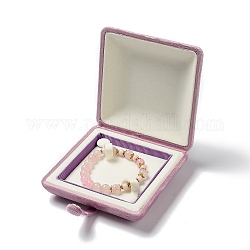 Квадратные бархатные браслеты, Подарочный футляр для ювелирного браслета с железной кнопкой, фламинго, 10.55x10.6x4 см