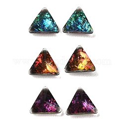 Opal-Cabochons aus Harzimitat, einseitig facettiert, Dreieck, Mischfarbe, 6x6.5x3.5 mm