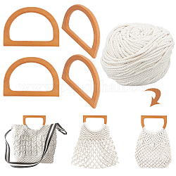 PandaHall Macrame Handbag Making Kit, Easy Macrame Bag DIY Kit for Adults Beginners Vintage Macrame Purse Kit with Wooden Handles & 3mm Cotton Cord for Women, Purse, Handbag, DIY Craft