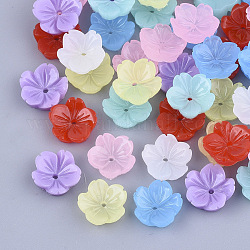 Tappi di perline di resina, 5 -petal, fiore, colore misto, 9.5x9.5x3.5mm, Foro: 1 mm