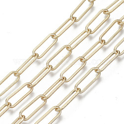 Cadenas de clips de hierro sin soldar, cadenas portacables alargadas estiradas, con carrete, la luz de oro, 15.1x5.1x1.1mm, aproximadamente 32.8 pie (10 m) / rollo