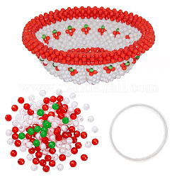 Ahademaker 1 set kit de corbeille de fruits de tissage de perles acryliques faites à la main bricolage, Avec fil de cristal, couleur mixte, perle: 8 mm, Trou: 2mm