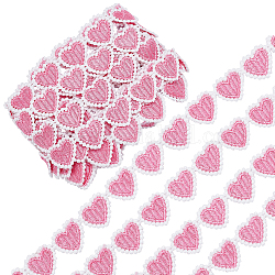 GORGECRAFT 5 Yards 23mm Pink Heart Lace Trim Heart-Shaped Embroidered Woven Ribbon White Edging Trimmings Applique for DIY Sewing Crafts Clothing Curtain Hat Bags Embellishments for Valentine's Day