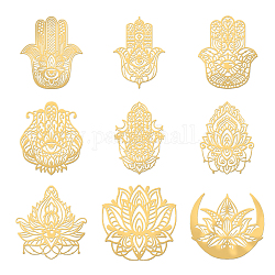 OLYCRAFT 9Pcs Copper Orgonite Sticker Hand of Fatima Sticker Decorate Stickers Self Adhesive Golden Stickers for Scrapbooks DIY Resin Crafts Phone & Water Bottle Decoration - 1.6x1.6 Inch