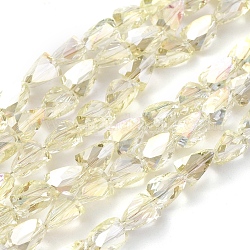 Chapelets de perles en verre électroplaqué, plein arc-en-plaqué, facette, triangle, jaune clair, 8x6x6mm, Trou: 1.2mm, Environ 76 pcs/chapelet, 21.65 pouce (55 cm)