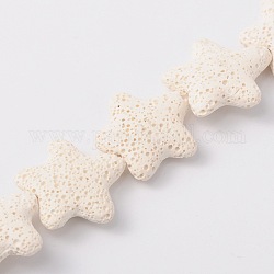 Brins de perles de pierre de lave synthétique étoiles, teinte, blanc, 25x26x7mm, Trou: 1mm, Environ 18 pcs/chapelet, 16.5 pouce