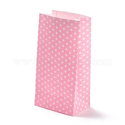 Rechteckige Kraftpapiertüten, keine Griffe, Geschenk-Taschen, Tupfenmuster, Perle rosa, 9.1x5.8x17.9 cm
