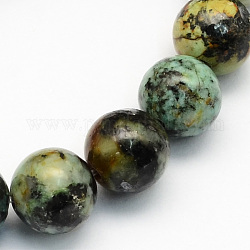Brins de perles rondes en turquoise africaine naturelle (jaspe), 6.5mm, Trou: 1mm, Environ 63 pcs/chapelet, 15.5 pouce