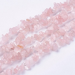 Natural de cuarzo rosa de piedra hebras de abalorios, chip, rosa brumosa, 4~10x4~6x2~4mm, agujero: 1 mm, aproximamente 320 pcs / cadena, 31 pulgada
