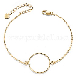 Shegrace simple design 925 bracelet en argent sterling, avec le cercle, véritable 24k plaqué or, 6-1/4 pouce (16 cm)