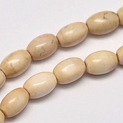 Fili di perline di magnesite naturale ovale, bianco crema, 7x5mm, Foro: 1 mm, circa 61pcs/filo, 15.7 pollice