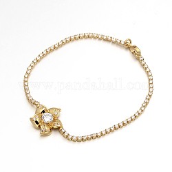 Goldenen vernickelt Zirkonia Schalenkette Armbänder, Blume, Transparent, 200x2 mm