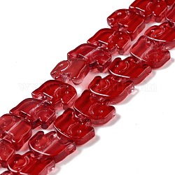 Chapelets de perles en verre transparente  , éléphant, rouge foncé, 10x12x3mm, Trou: 1mm, Environ 45~48 pcs/chapelet, 17.32 pouce (44 cm)
