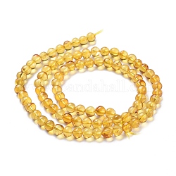 Perles d'ambre naturel brins, ronde, 5~5.5mm, Trou: 0.5mm, Environ 88 pcs/chapelet, 15.75 pouce (40 cm)