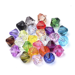 Transparent Acrylic Beads, Bicone, Mixed Color, 4x4mm, Hole: 1.2mm, about 17000pcs/500g