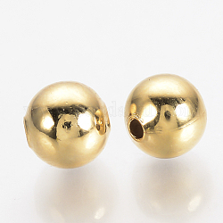 Perles séparateurs en laiton, sans nickel, véritable 18k plaqué or, ronde, 6mm, Trou: 1mm