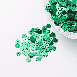 Accessori ornamentali paillette / paillettes in plastica, ingranaggio, verde, 4~5x0.1mm, Foro: 1 mm