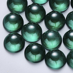 Прозрачный лак окрашенные стекла кабошонов, полукруглые / купольные, зелено-синие, 12x6 мм