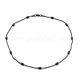 304 collier chaîne serpent ronde en acier inoxydable avec perles ovales, électrophorèse noir, 16.46 pouce (41.8 cm)