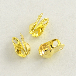 Iron Bead Tips, Calotte Ends, Cadmium Free & Lead Free, Clamshell Knot Cover, Golden, 8x6x4mm, Hole: 2mm, 4.5mm inner diameter