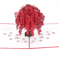 Grußkarte 3d Papiergrußkarte, Ahornbaum, mit Umschlag, Rechteck, rot, 20~20.5x15~15.6x0.02~0.2 cm, 2 Stück / Set