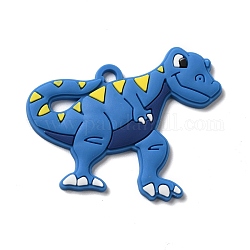 Ciondoli in cartone animato in pvc, dinosauro, blu royal, 41x50x3mm, Foro: 3.5 mm