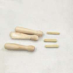 Mango de aguja de punzón de madera, herramienta de costura de fieltro de lana, lino, 69.5x15mm