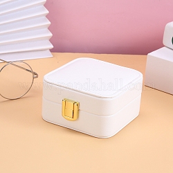 Imitation Leather Jewelry Boxes, with Velvet and Mirror Inside, for Rings, Necklaces, Earrings, Rings Storage, Square, White, 10x10x5.8cm