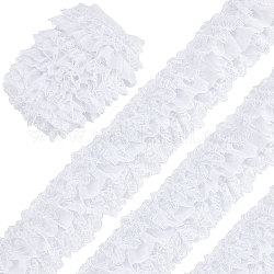 Ribete de encaje de gasa de poliéster plisado de 5 capas de 3 yarda, para la decoración de disfraces, blanco, 4 pulgada (100 mm)