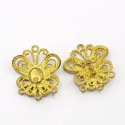 Brass Links, Chandelier Components, Butterfly, Unplated, Nickel Free Size: about 16.5mm wide, 19mm long, hole: 1.5mm